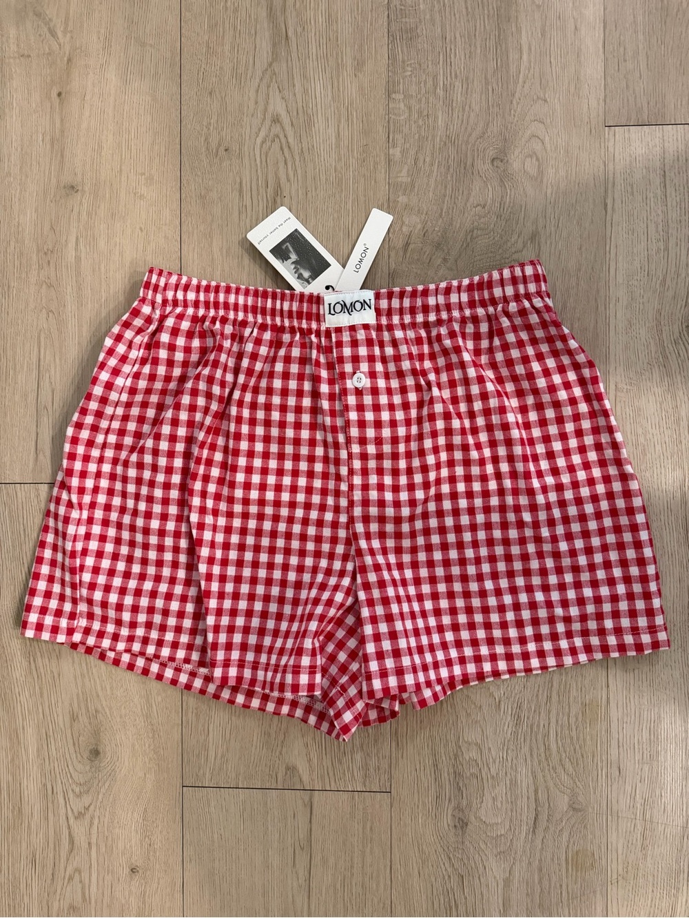 NWT Lomon Red Gingham Plaid Women’s Boxer Shorts